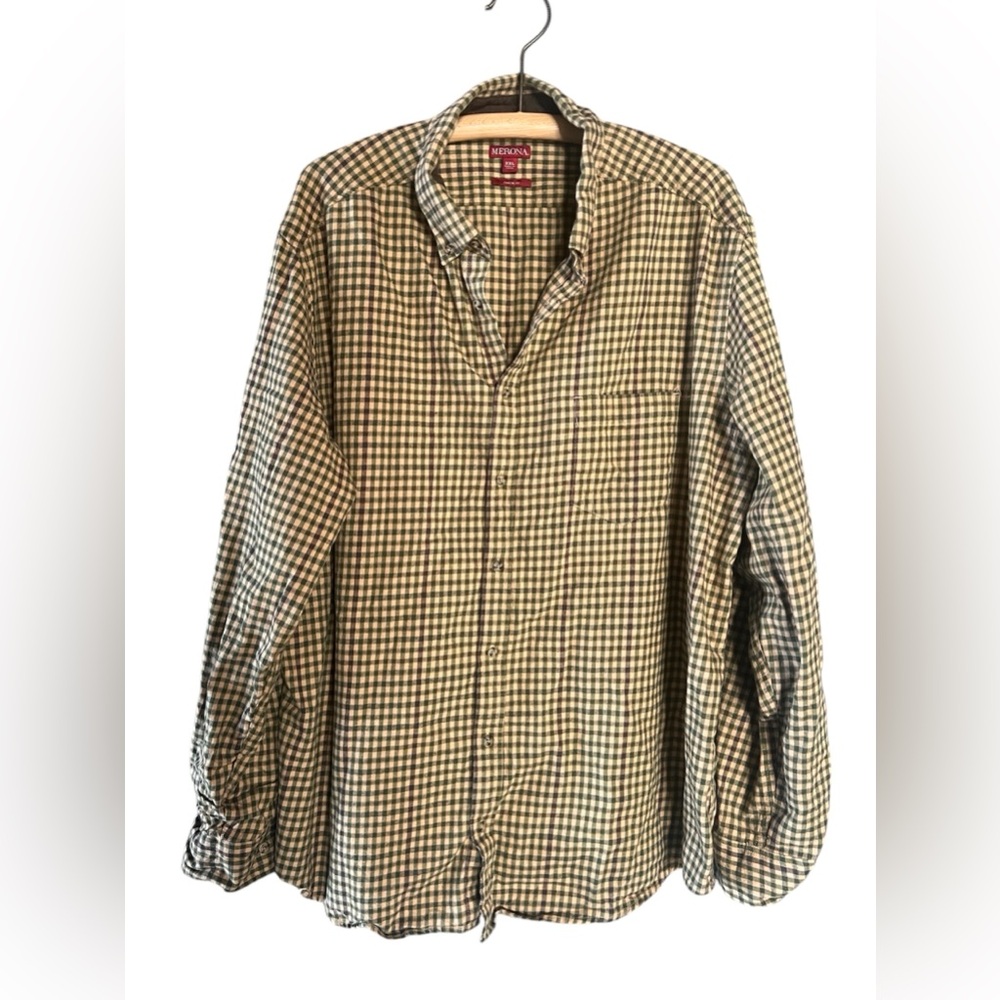 Merona Check Men’s Classic Fit Shirt XXL Bus Casual Camping Outdoors Fall
